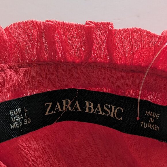 ZARA Basic NWT PLEATED BLOUSE Sz L lined mini ruffles 3/4 SLVES FORMAL ROMANCE - Picture 12 of 15
